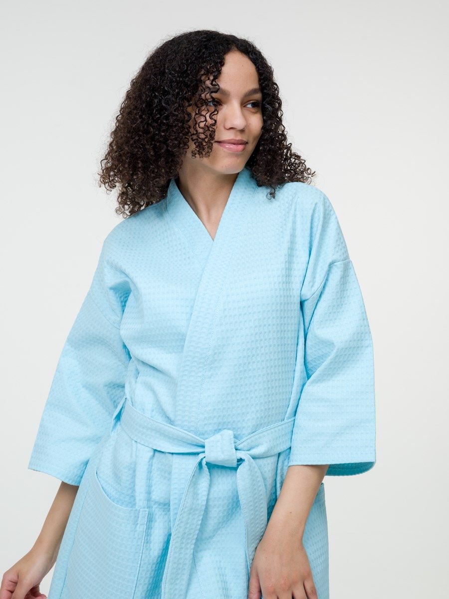снимок Халат вафельный голубой от магазина BIO-TEXTILES ОПТ