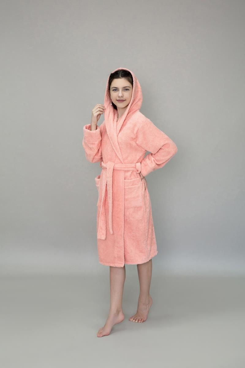 снимок Халат махровый детский с капюшоном персиковый от магазина BIO-TEXTILES ОПТ