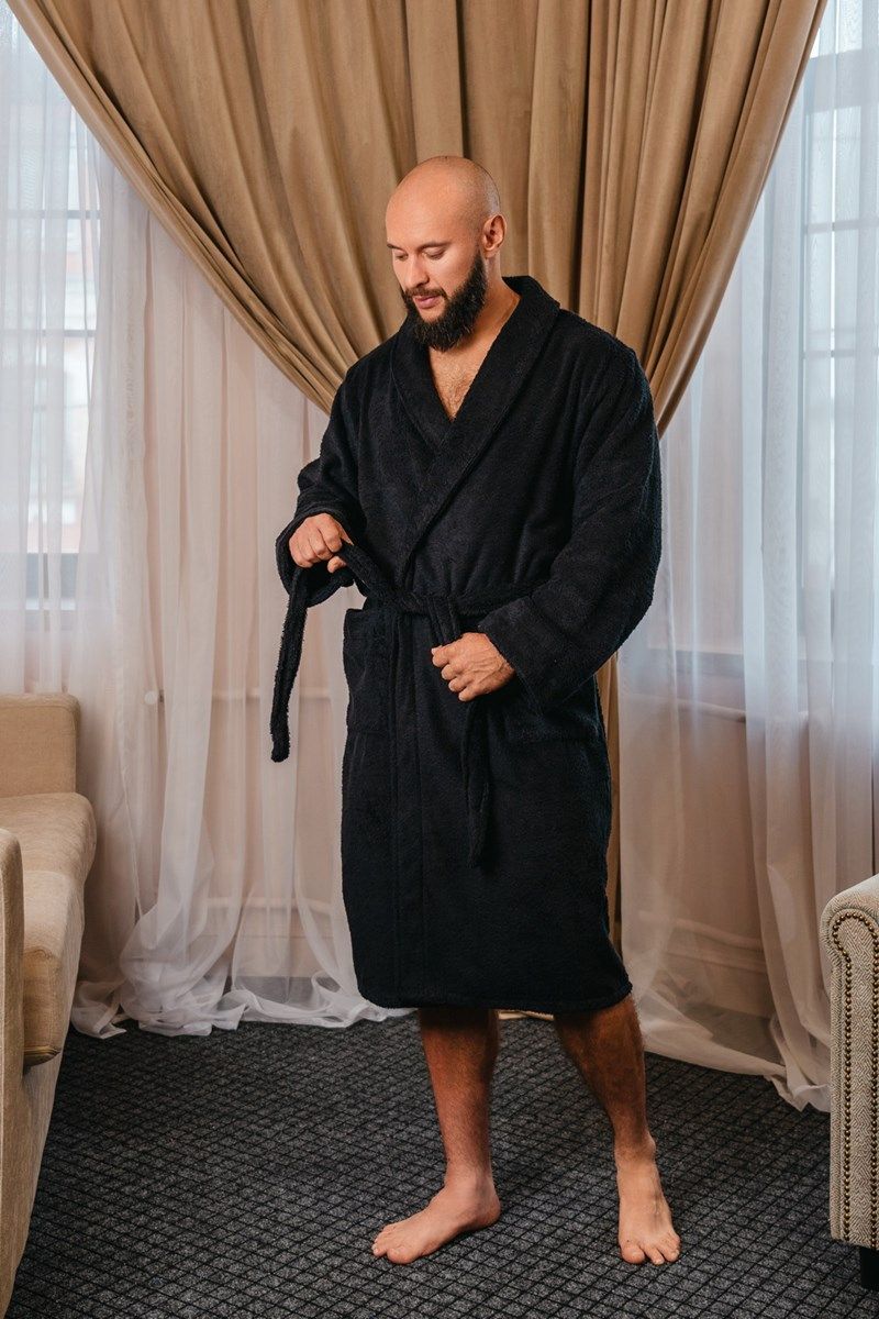 снимок Халат махровый мужской черный от магазина BIO-TEXTILES ОПТ