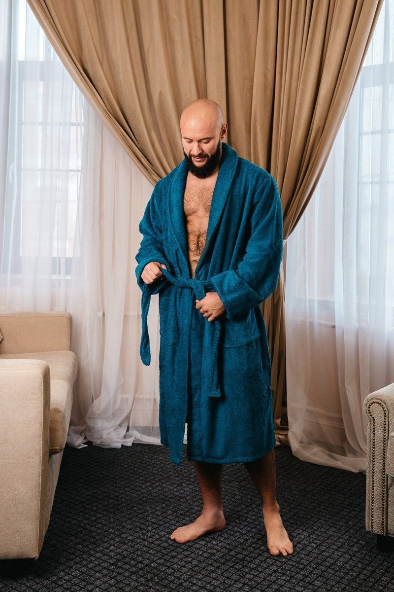 снимок Халат махровый мужской синий от магазина BIO-TEXTILES ОПТ