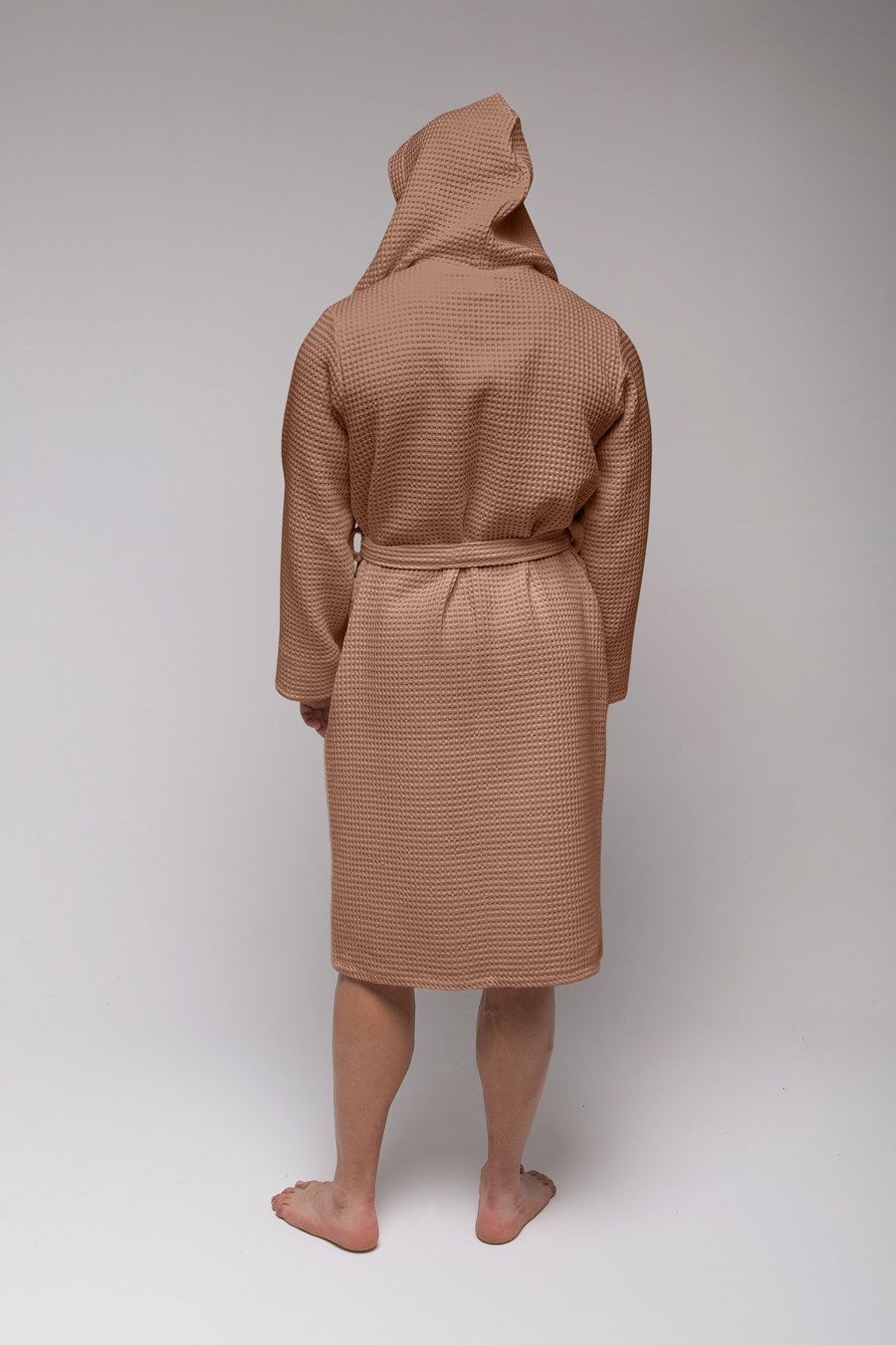 снимок Халат вафельный PandaHug Оrlando мокко с капюшоном от магазина BIO-TEXTILES ОПТ