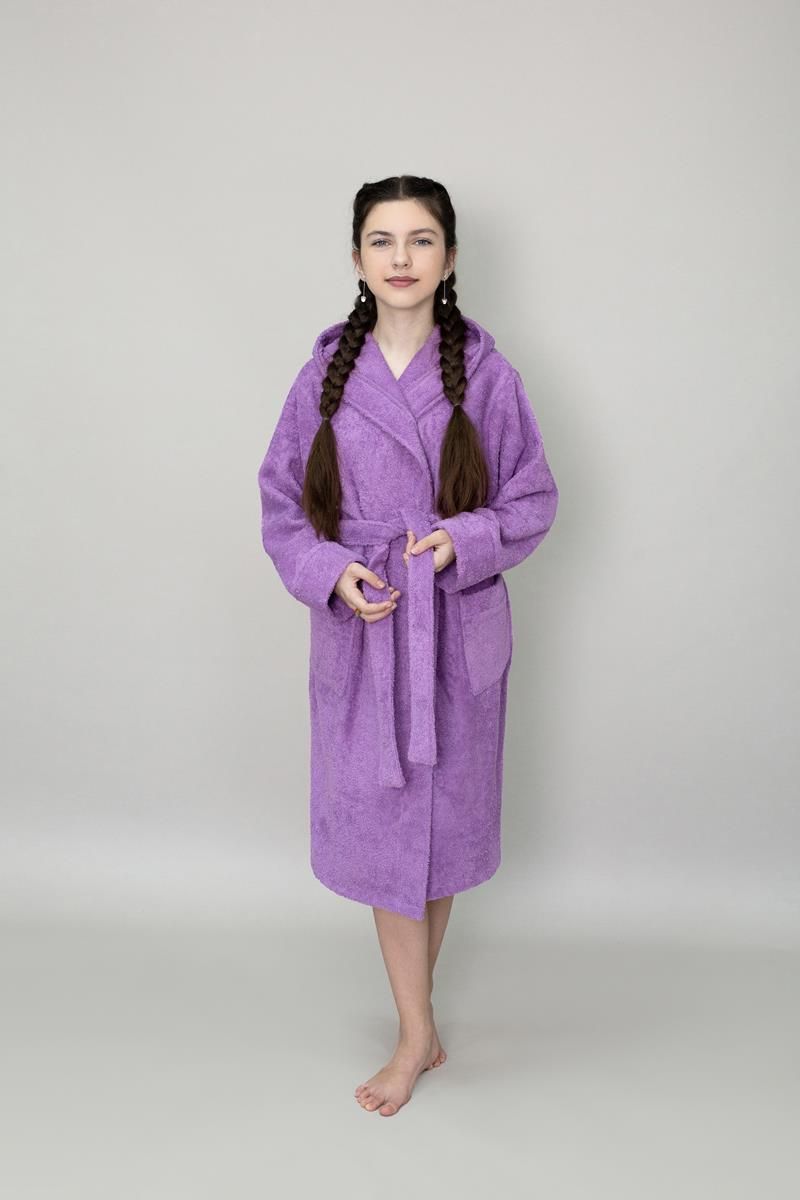 снимок Халат махровый детский с капюшоном сиреневый от магазина BIO-TEXTILES ОПТ