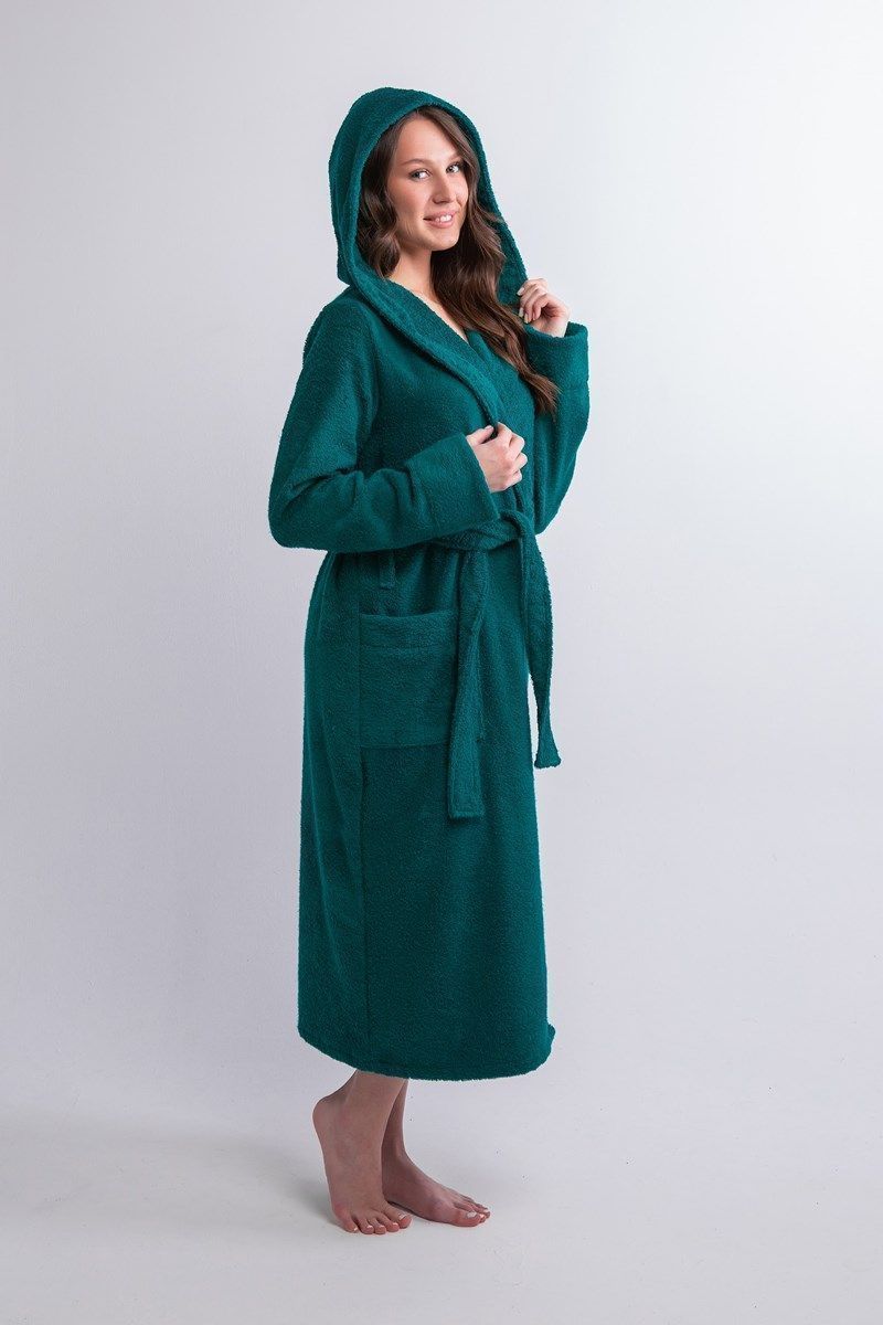 снимок Халат махровый женский с капюшоном изумруд от магазина BIO-TEXTILES ОПТ