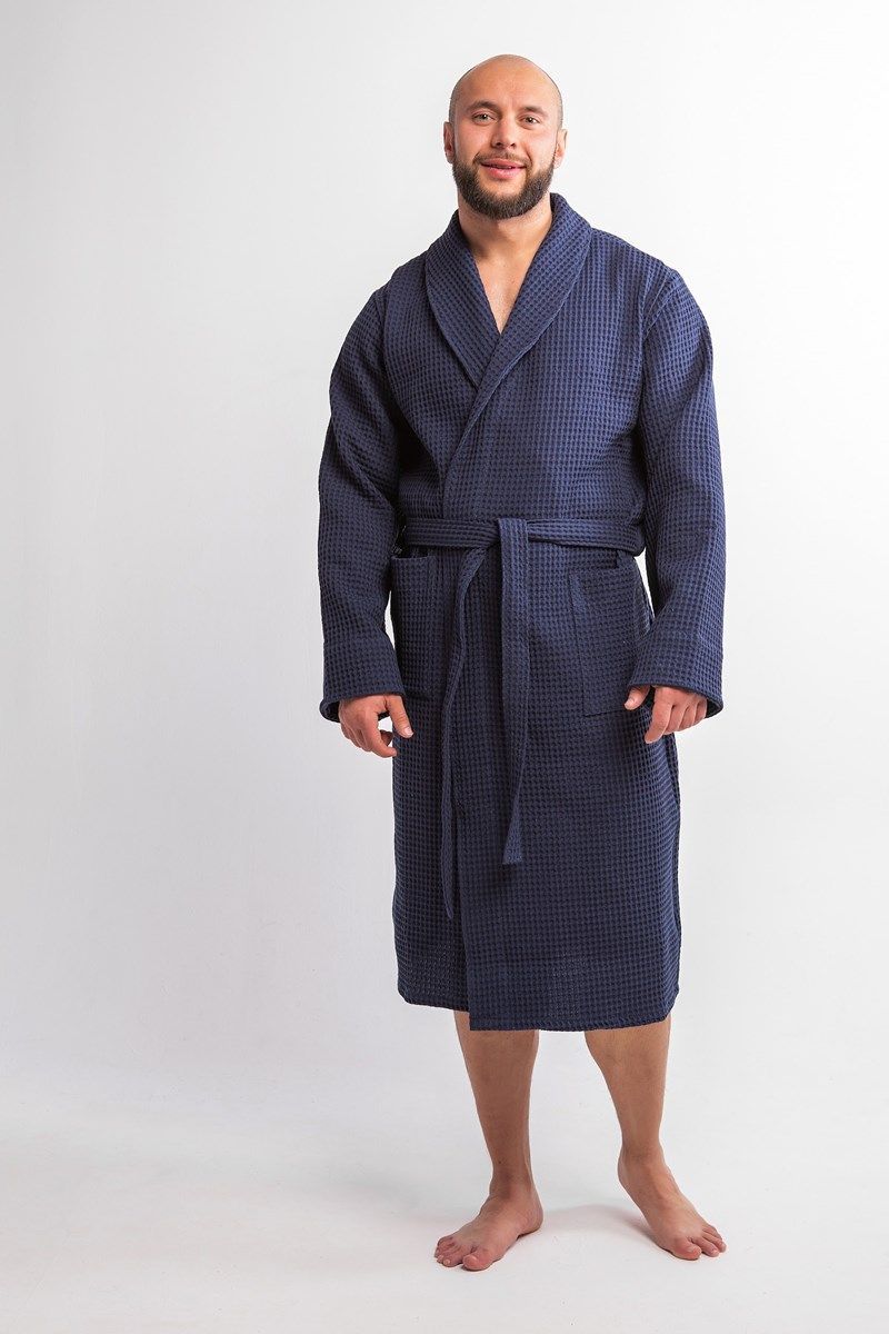 снимок Халат вафельный PandaHug Оrlando синий от магазина BIO-TEXTILES ОПТ