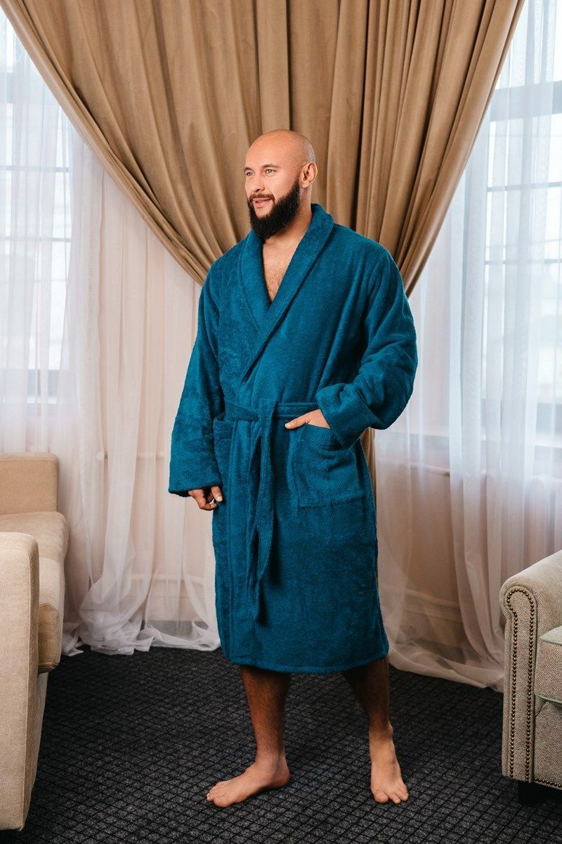 снимок Халат махровый мужской синий от магазина BIO-TEXTILES ОПТ