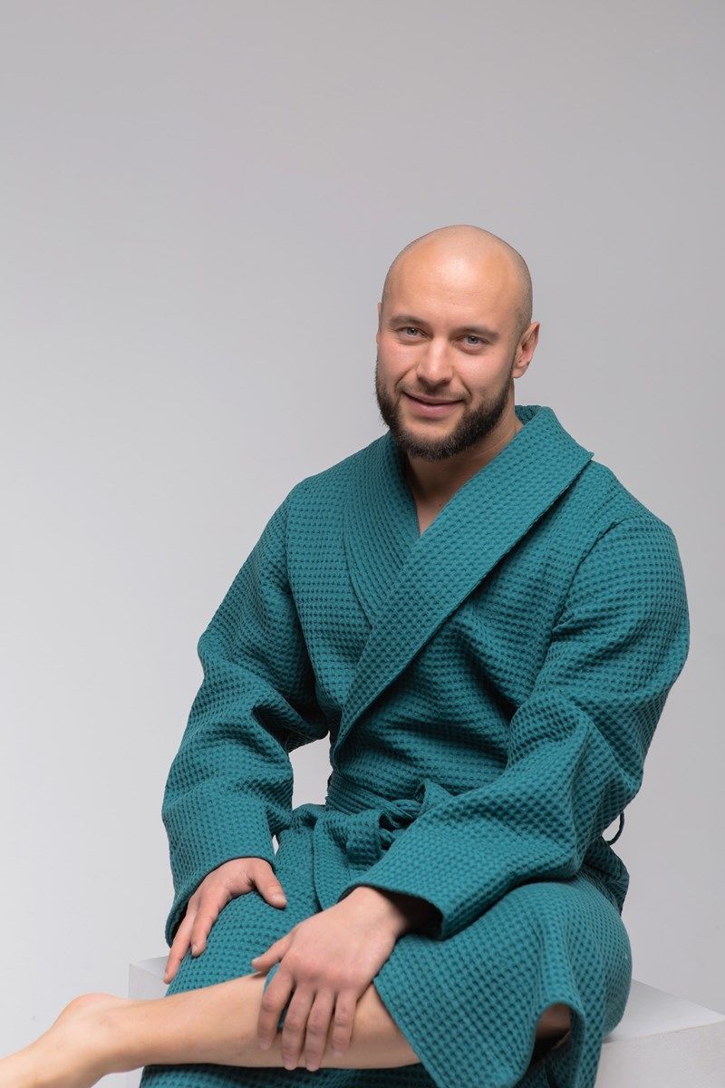 снимок Халат вафельный PandaHug Оrlando малахит от магазина BIO-TEXTILES ОПТ