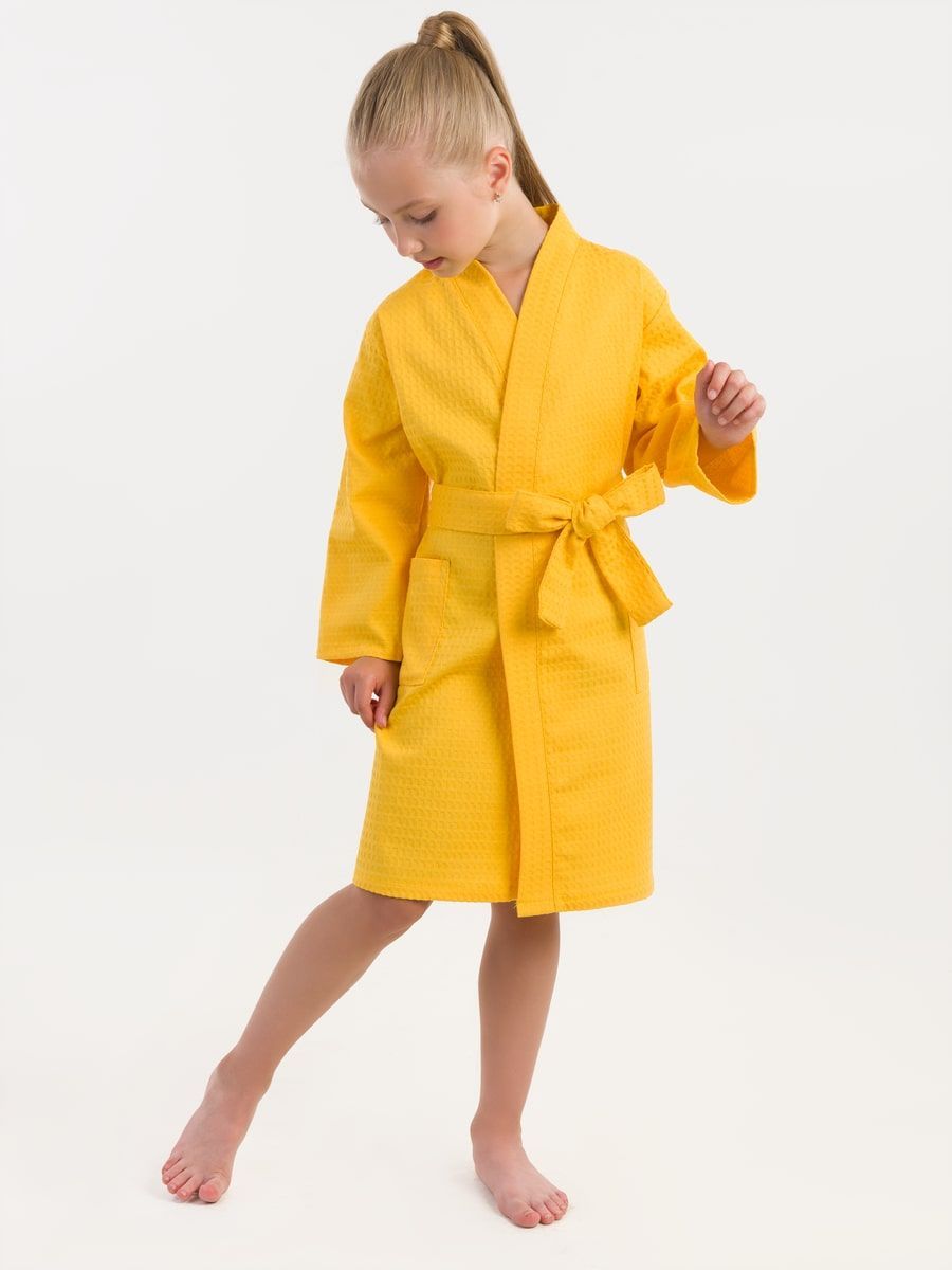 снимок Халат вафельный детский жёлтый от магазина BIO-TEXTILES ОПТ