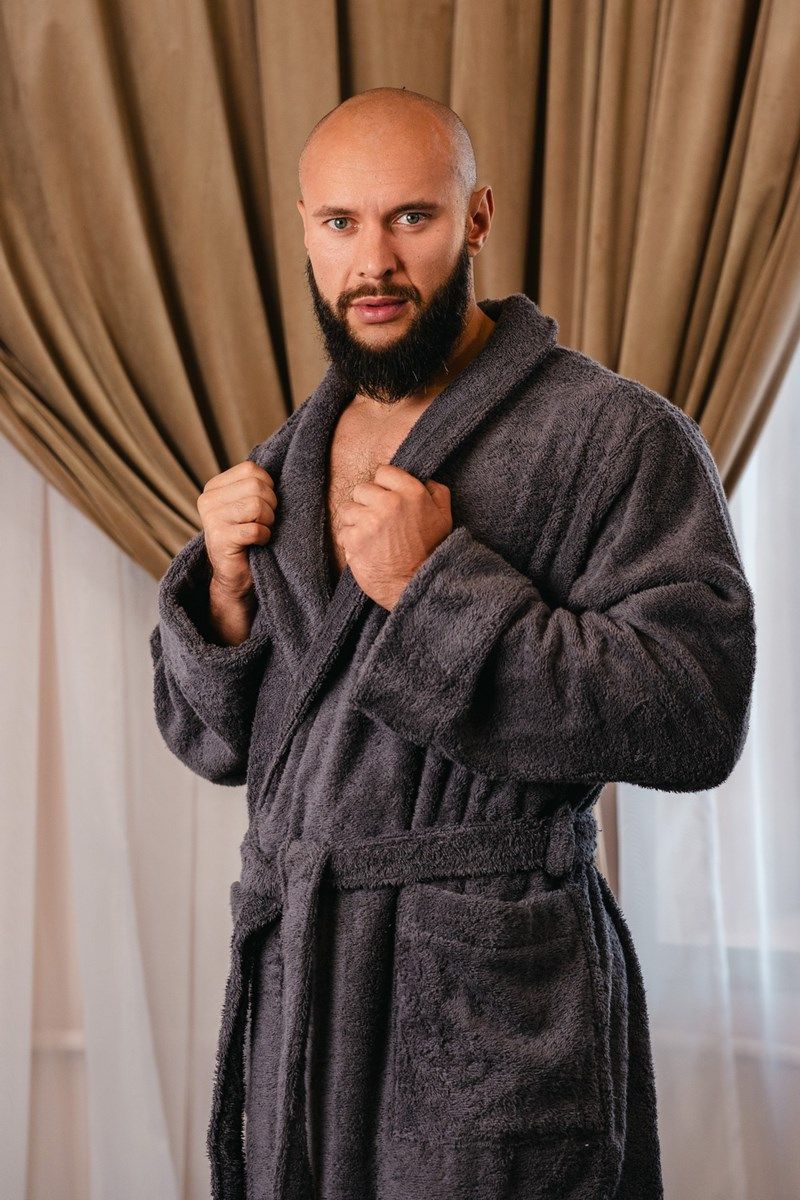снимок Халат махровый мужской темно-серый от магазина BIO-TEXTILES ОПТ