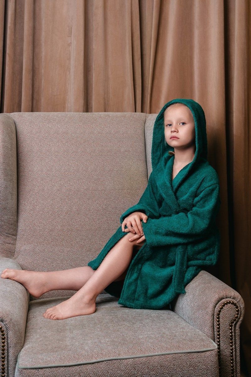 снимок Халат махровый детский с капюшоном изумруд от магазина BIO-TEXTILES ОПТ