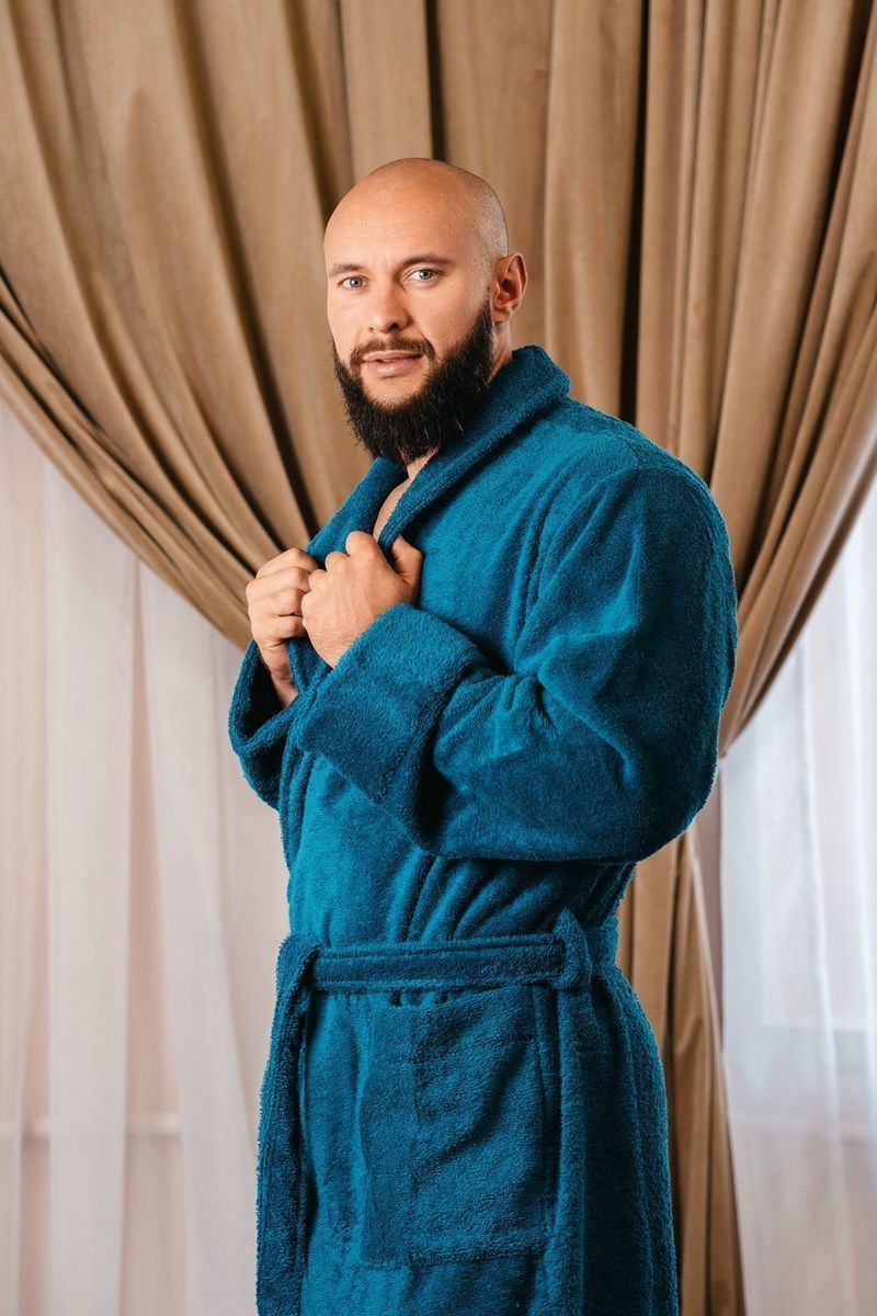 снимок Халат махровый мужской синий от магазина BIO-TEXTILES ОПТ