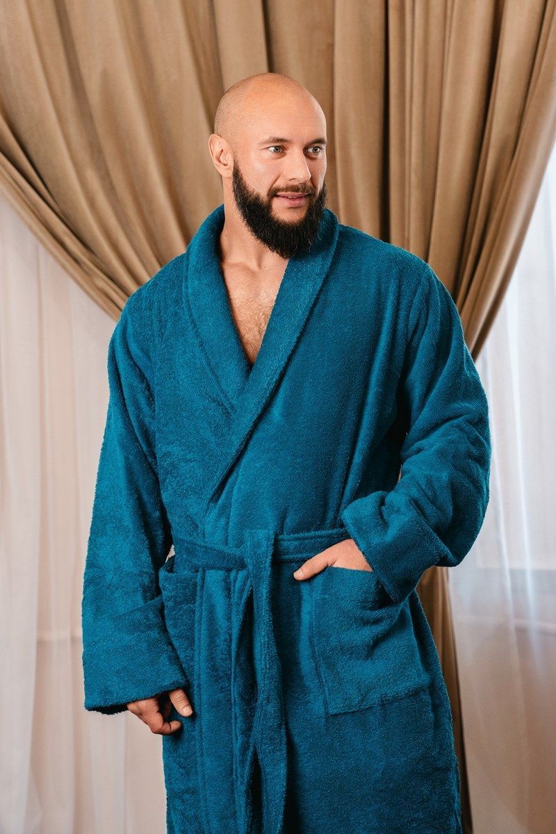 снимок Халат махровый мужской синий от магазина BIO-TEXTILES ОПТ