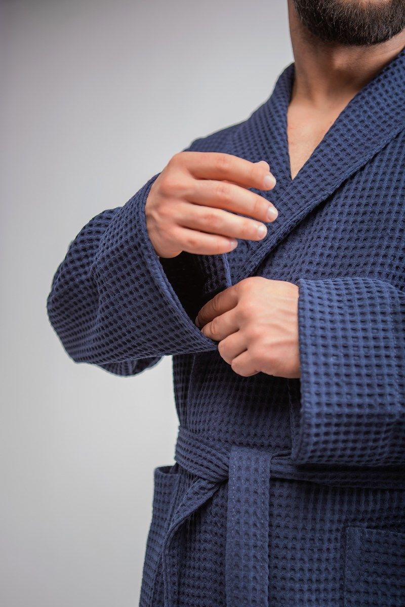 снимок Халат вафельный PandaHug Оrlando синий от магазина BIO-TEXTILES ОПТ