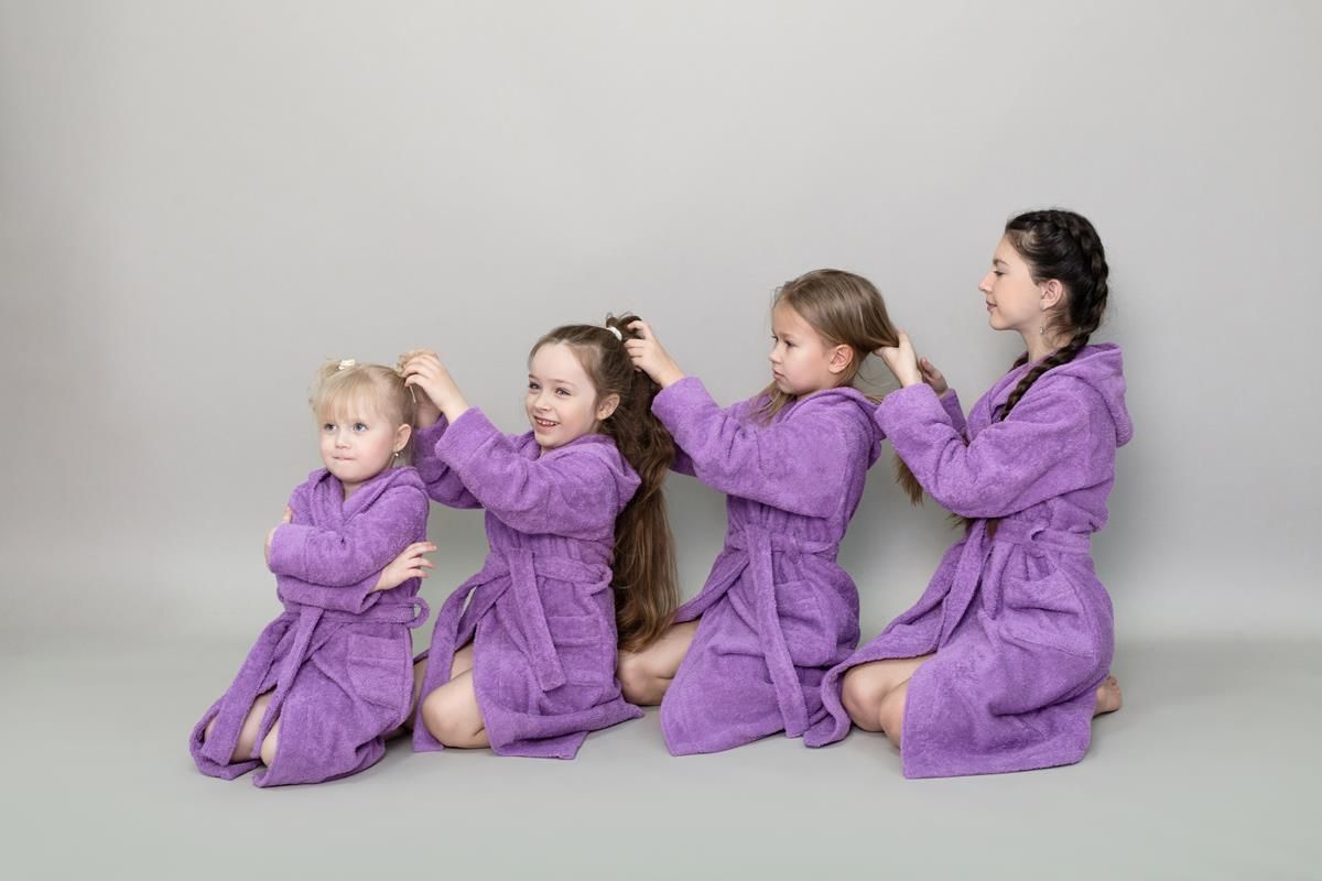 снимок Халат махровый детский с капюшоном сиреневый от магазина BIO-TEXTILES ОПТ