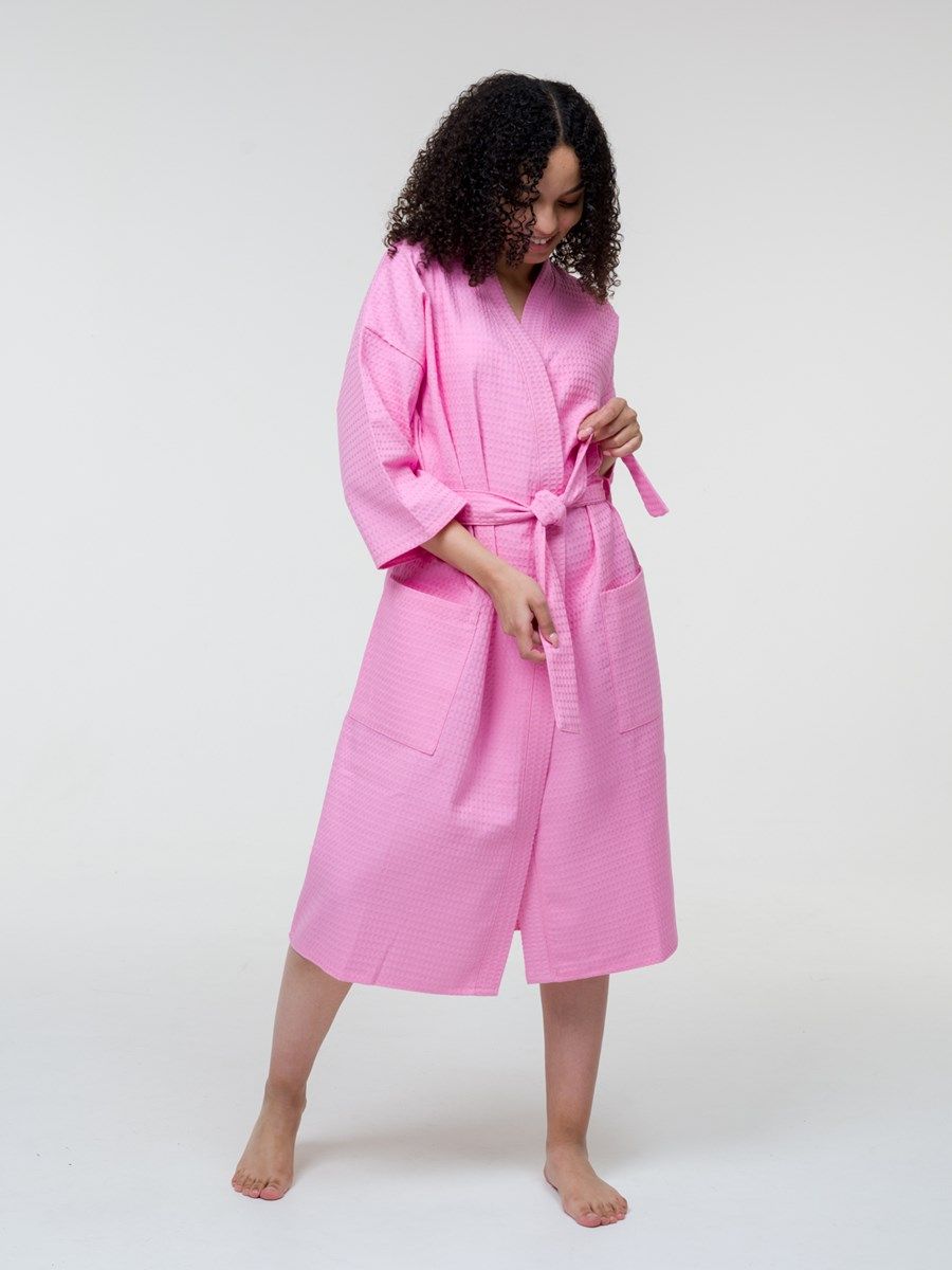 снимок Халат вафельный розовый от магазина BIO-TEXTILES ОПТ