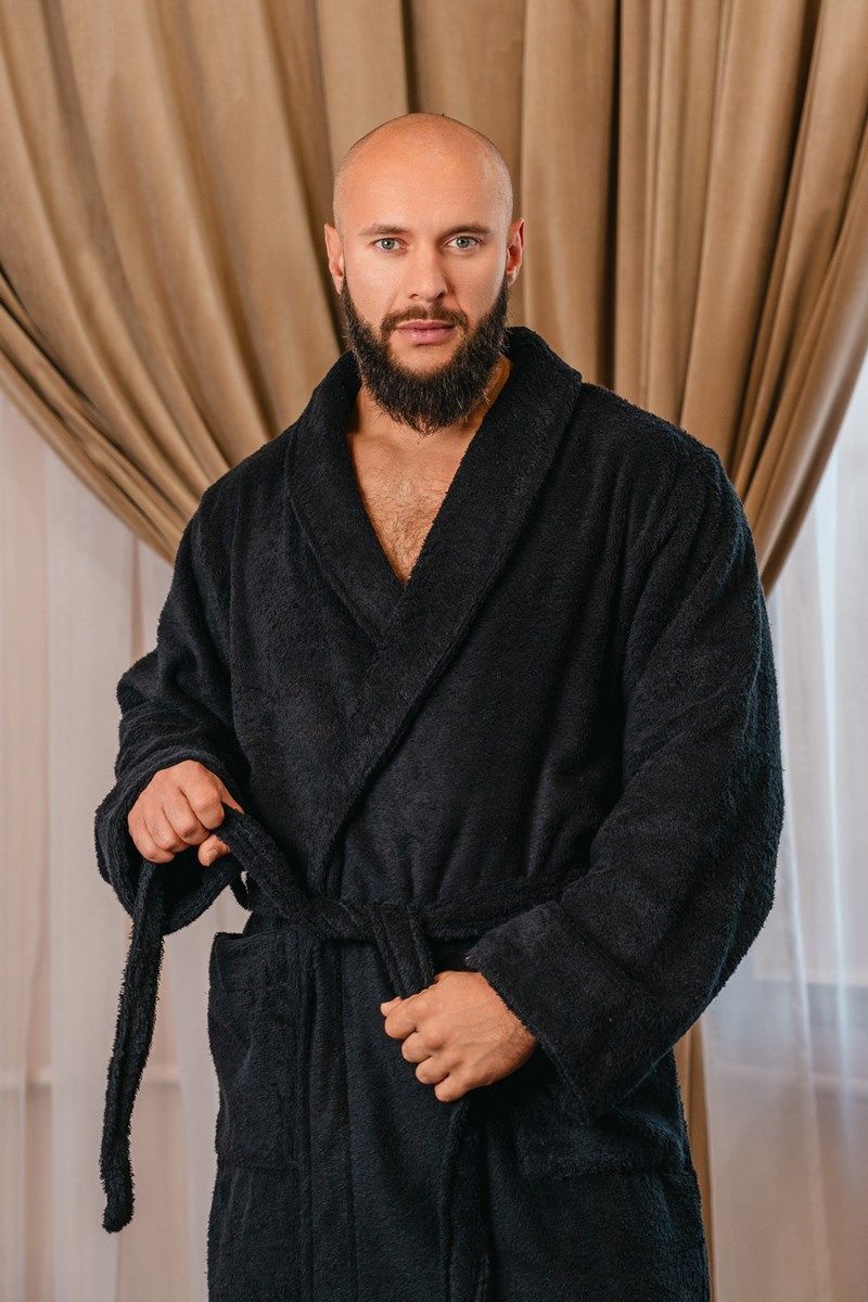 снимок Халат махровый мужской черный от магазина BIO-TEXTILES ОПТ