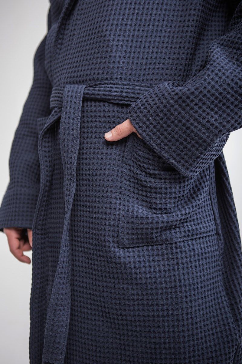 снимок Халат вафельный PandaHug Оrlando синий от магазина BIO-TEXTILES ОПТ