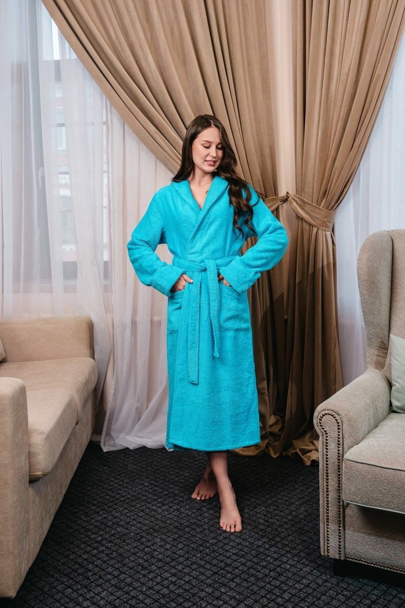 снимок Халат махровый женский голубой от магазина BIO-TEXTILES ОПТ