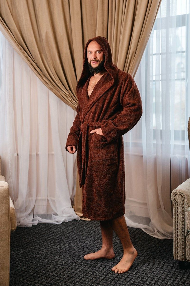 снимок Халат махровый с капюшоном, шоколадный от магазина BIO-TEXTILES ОПТ
