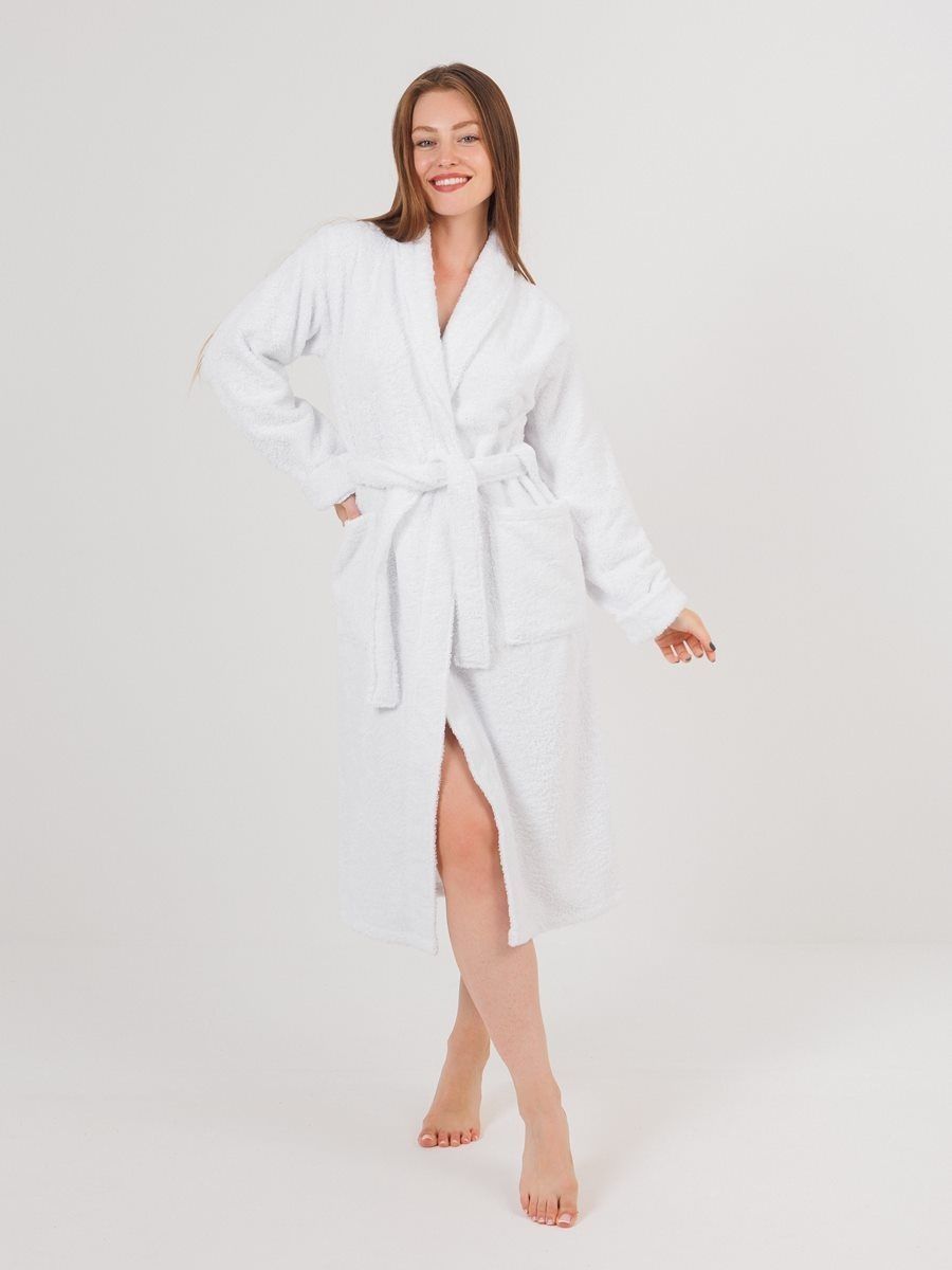 снимок Халат махровый женский белый от магазина BIO-TEXTILES ОПТ