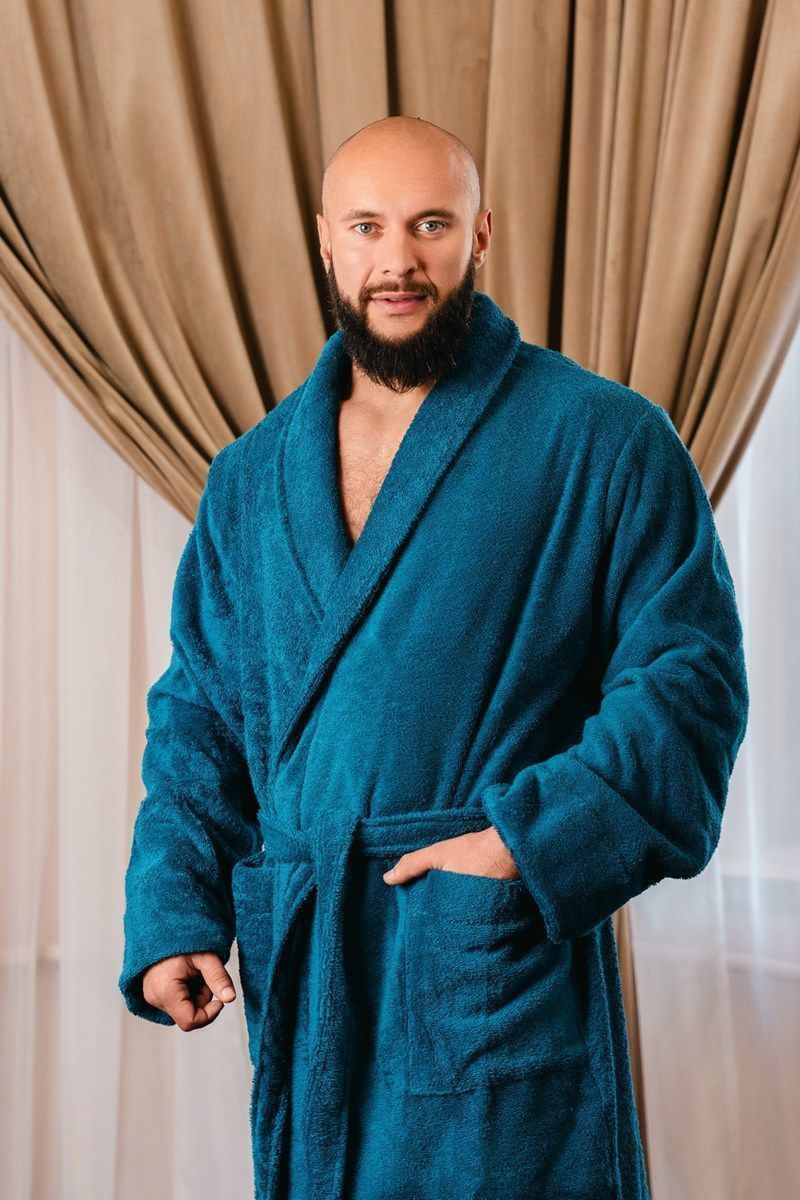 снимок Халат махровый мужской синий от магазина BIO-TEXTILES ОПТ