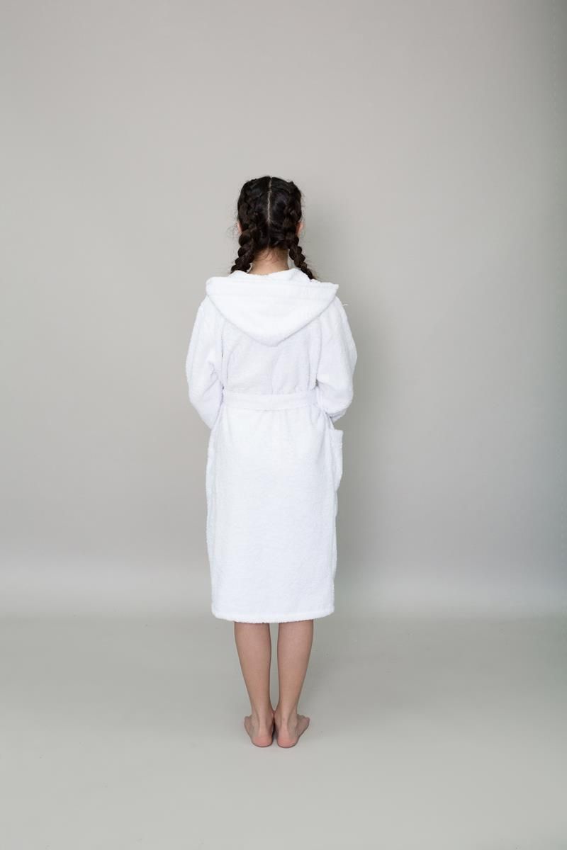 снимок Халат махровый детский с капюшоном белый от магазина BIO-TEXTILES ОПТ