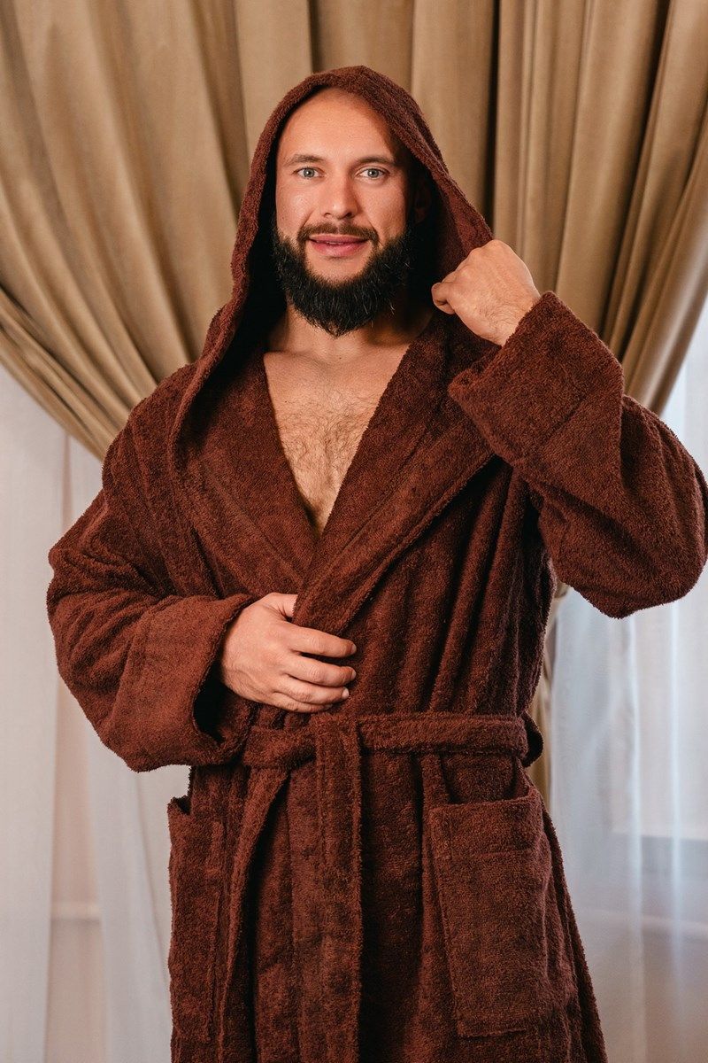 снимок Халат махровый с капюшоном, шоколадный от магазина BIO-TEXTILES ОПТ
