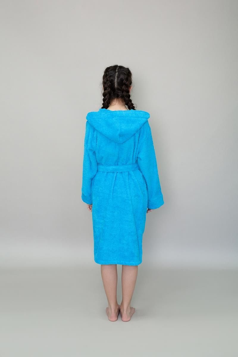 снимок Халат махровый детский с капюшоном голубой от магазина BIO-TEXTILES ОПТ