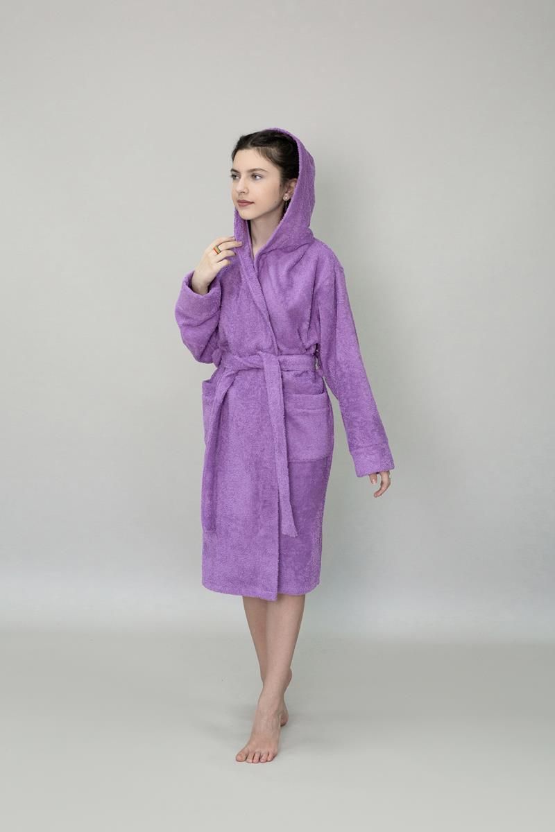 снимок Халат махровый детский с капюшоном сиреневый от магазина BIO-TEXTILES ОПТ