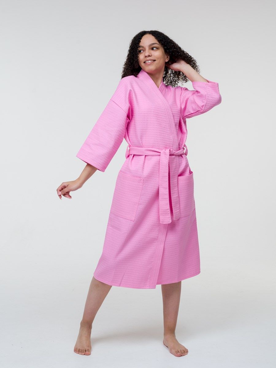 снимок Халат вафельный розовый от магазина BIO-TEXTILES ОПТ