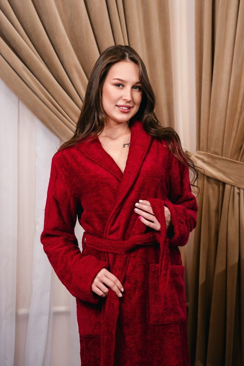 снимок Халат махровый женский бордовый от магазина BIO-TEXTILES ОПТ