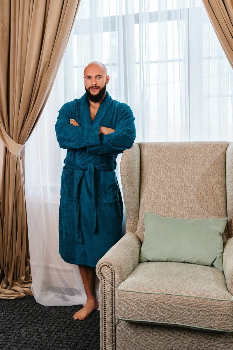 снимок Халат махровый мужской синий от магазина BIO-TEXTILES ОПТ