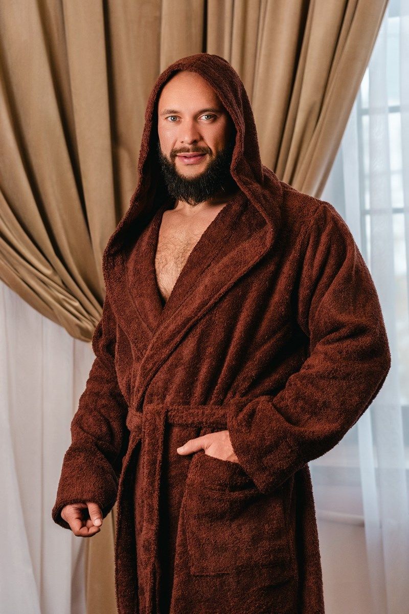 снимок Халат махровый с капюшоном, шоколадный от магазина BIO-TEXTILES ОПТ