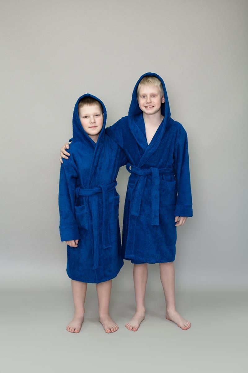 снимок Халат махровый детский с капюшоном темно-синий от магазина BIO-TEXTILES ОПТ